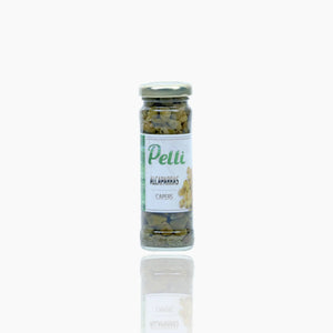 Close-up view of Pelli Capers - firm texture and bold, tangy flavor