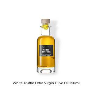 Close-up of Llàgrimes del Canigó White Truffle Olive Oil - rich and aromatic oil with white truffle infusion.