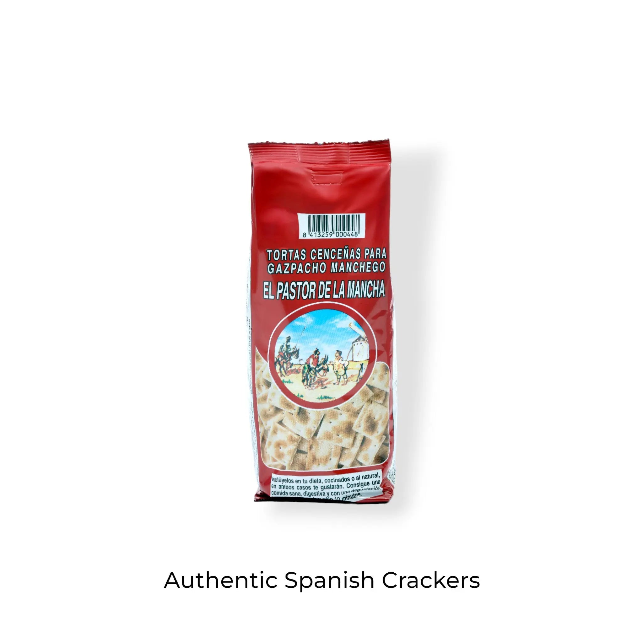 Cenceña crackers served with Gazpacho Manchego, showcasing their use in traditional Spanish cuisine