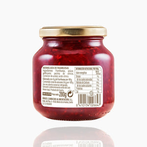 La Vieja Fábrica premium raspberry jam in 280g jar - back side