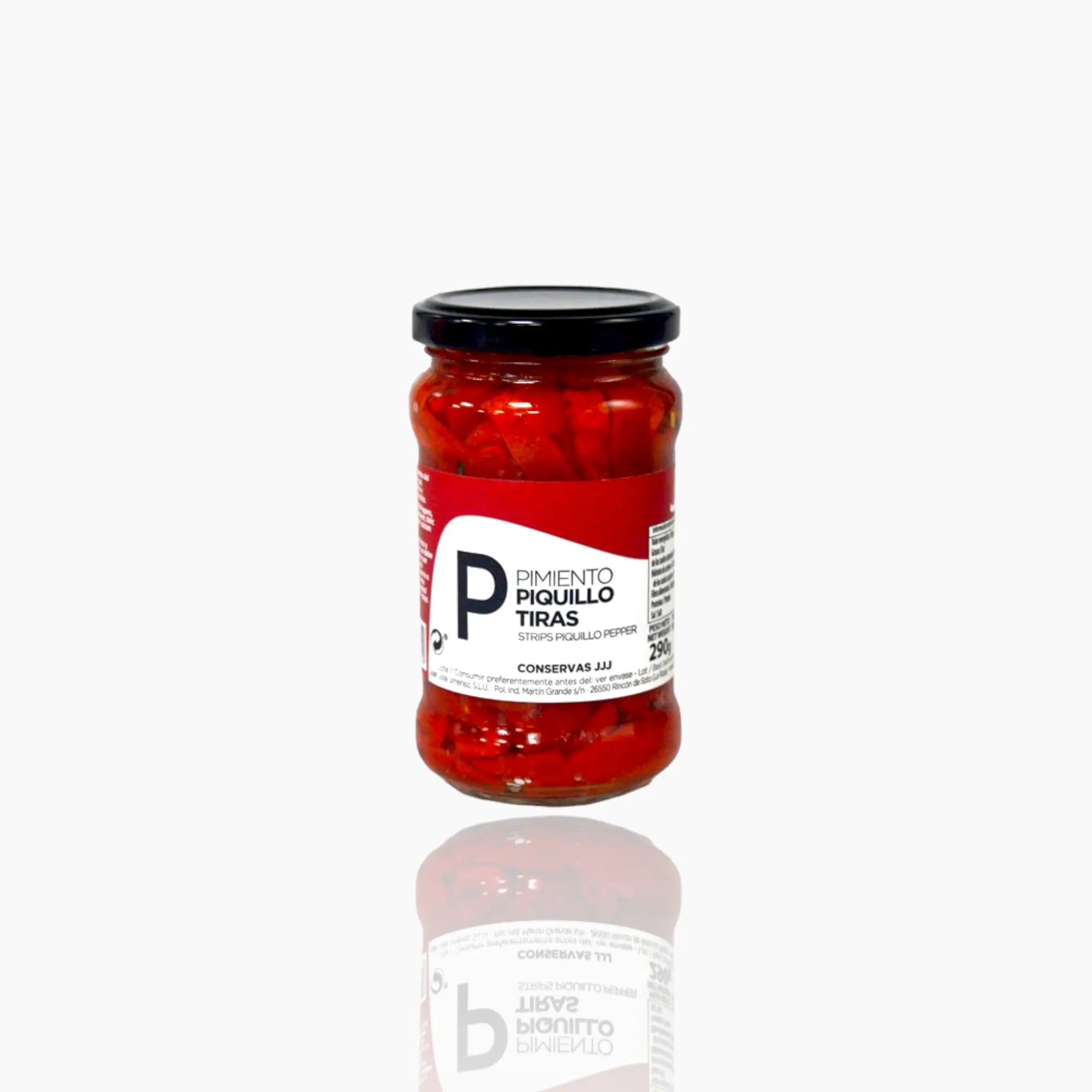 JJJ Strips Piquillo Peppers 290g - Jar of premium roasted piquillo peppers