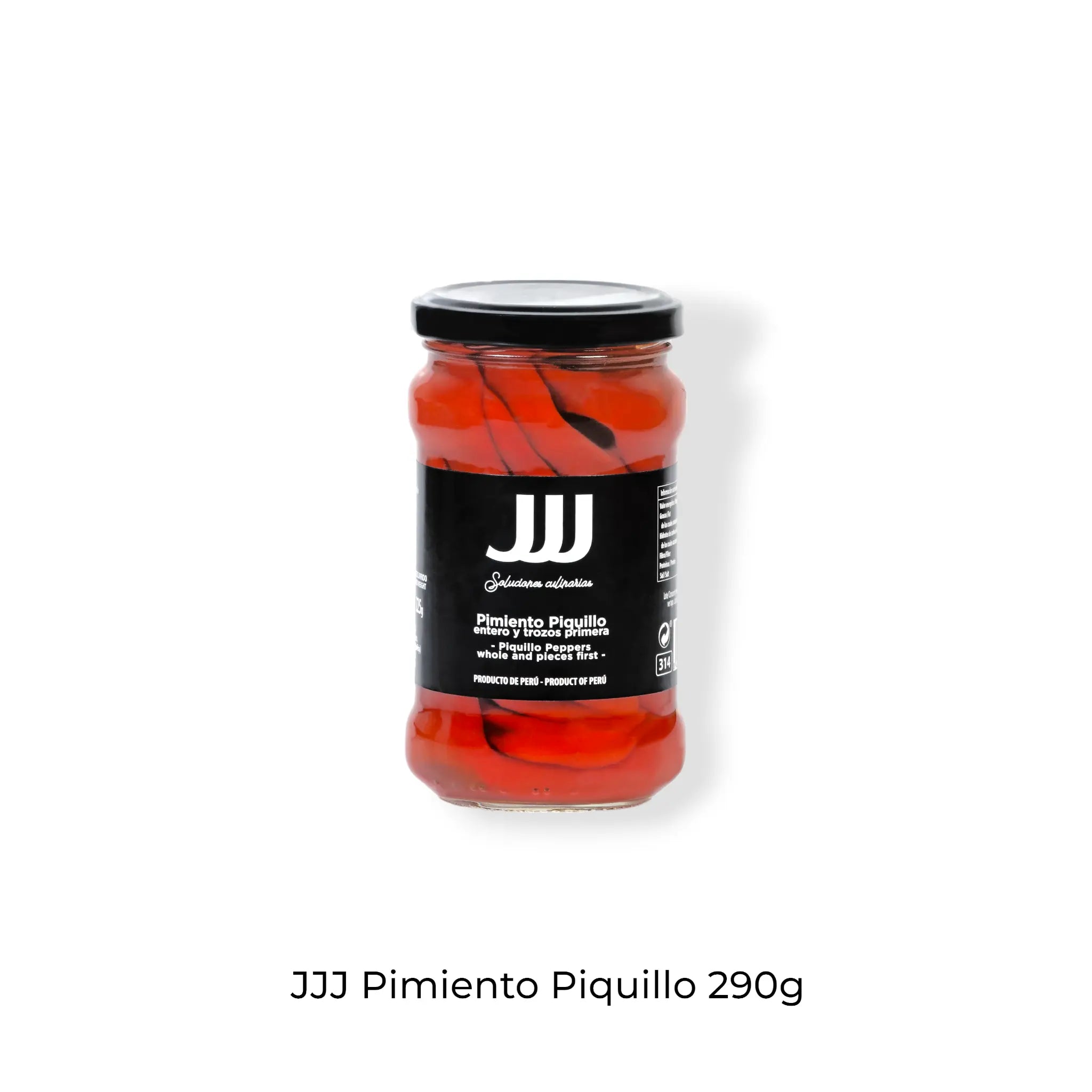 Front view of JJJ Pimiento Piquillo jar