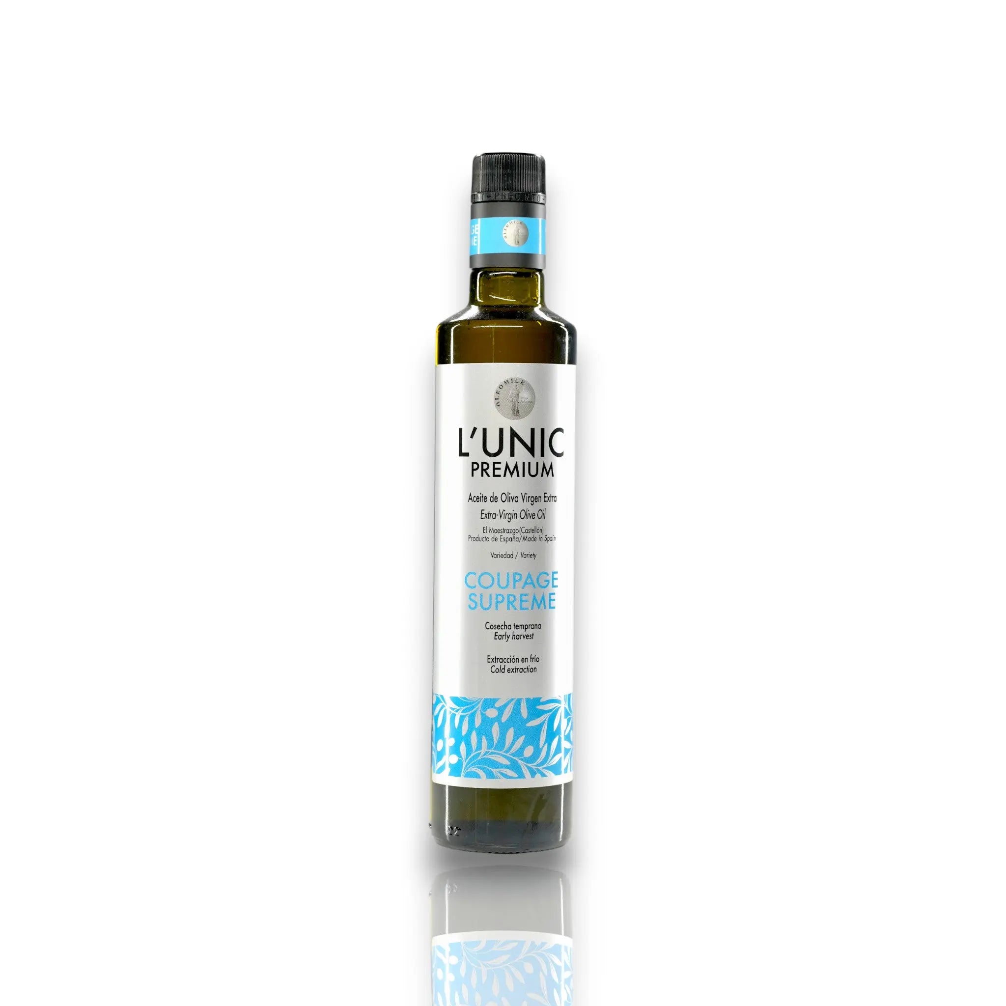 L'Unic Premium Coupage Supreme Olive Oil - 500ml in a sleek, elegant bottle