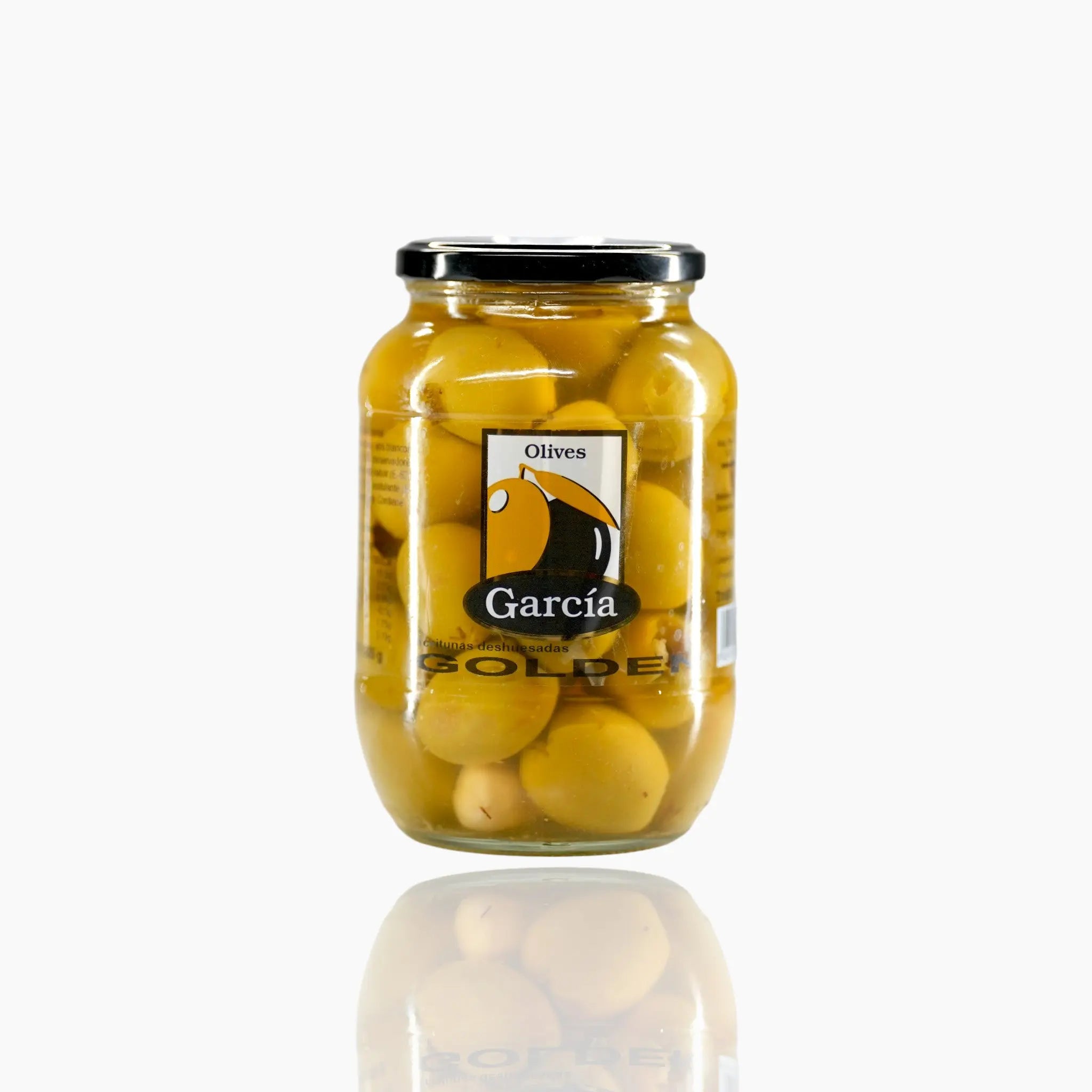 García Golden Pitted Olives - 850g jar of premium Spanish olives