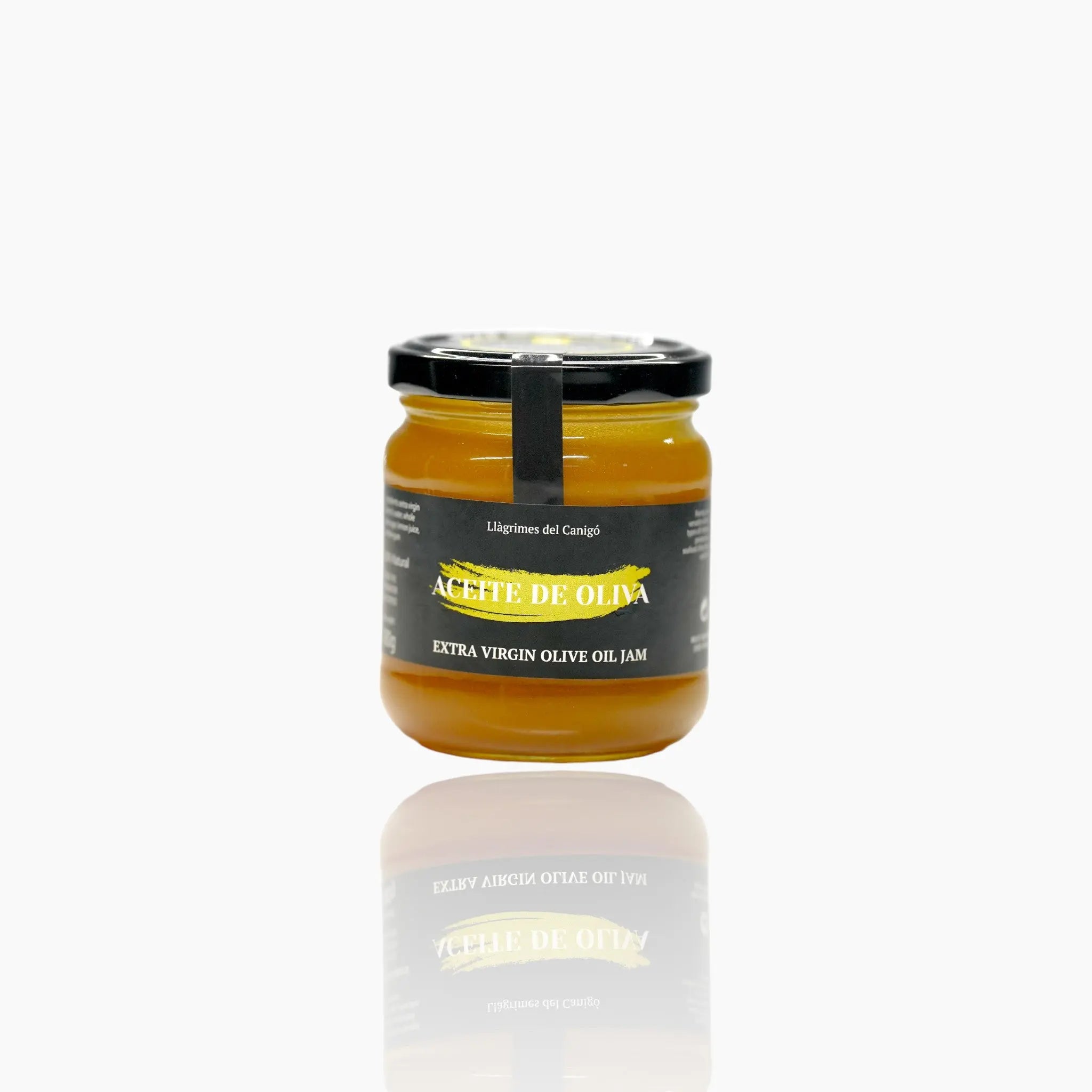 A jar of Llagrimes del Canigó Extra Virgin Olive Oil Jam (180g).