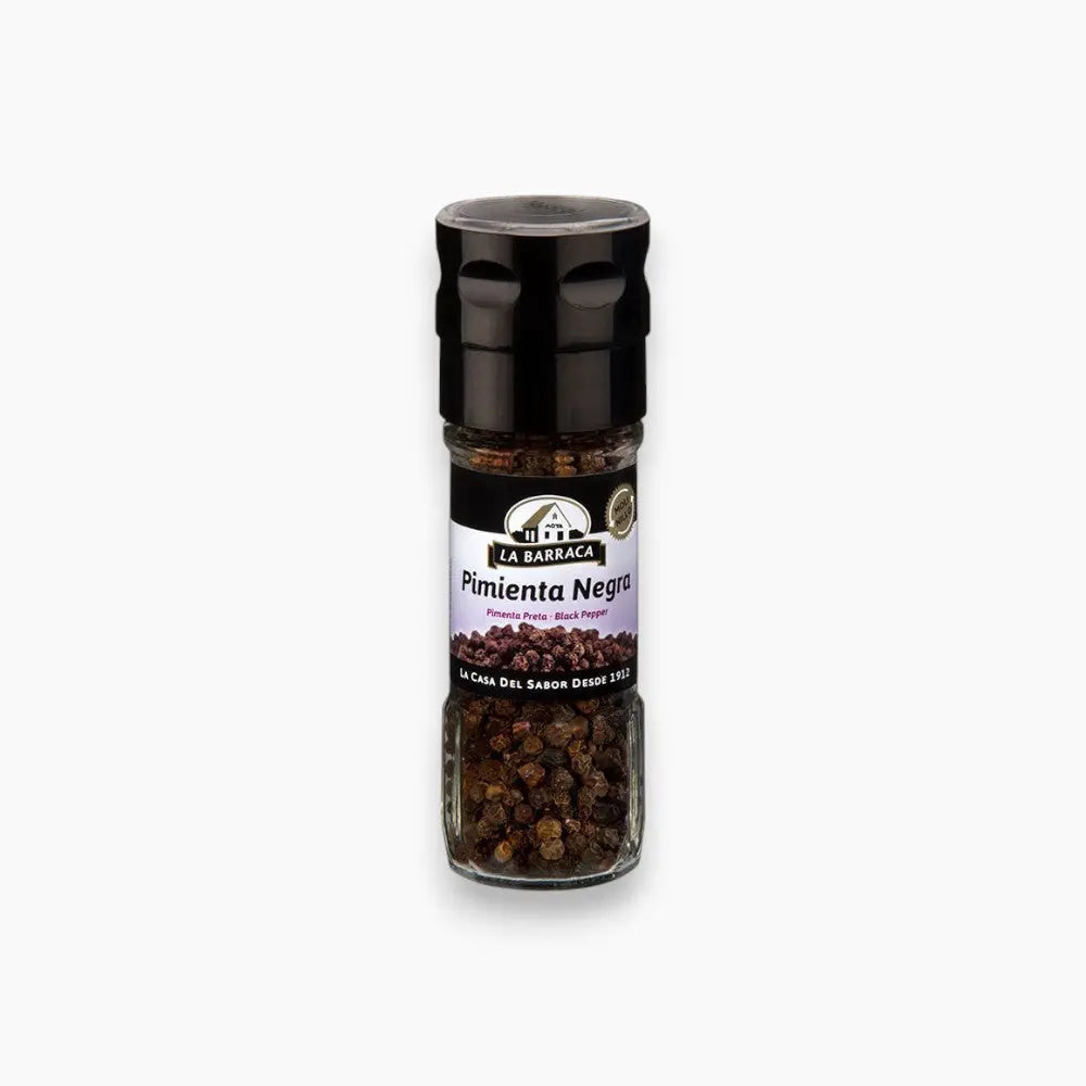 Whole black peppercorns in a 40g jar from La Barraca